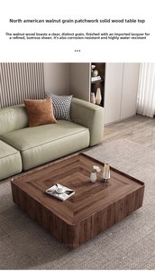 Mesa <span class=keywords><strong>de</strong></span> <span class=keywords><strong>Centro</strong></span> <span class=keywords><strong>de</strong></span> Madera <span class=keywords><strong>de</strong></span> Diseño Clásico Retro, Moderna y Lujosa, Cuadrada, <span class=keywords><strong>de</strong></span> Nogal, <span class=keywords><strong>para</strong></span> <span class=keywords><strong>Sala</strong></span> <span class=keywords><strong>de</strong></span> Estar - Product Image 4