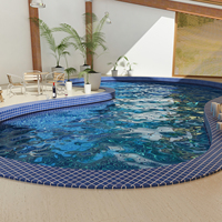 Carreau de mosaïque en céramique émaillée en porcelaine bleu ciel 48x48mm pour le sol de la piscine et les murs intérieurs Carreaux de bordure