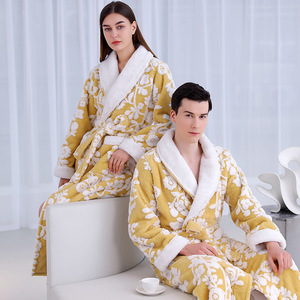 Nuova Collezione Autunno Inverno: <span class=keywords><strong>Accappatoio</strong></span> Lungo Imbottito da <span class=keywords><strong>Uomo</strong></span> in Velluto Jacquard Doppio Strato, <span class=keywords><strong>Grigio</strong></span> Argento, Lussuoso e Caldo - Product Image 1