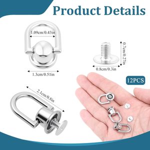 Anillos en D giratorios con tornillo de bola para bolsos, remaches metálicos para cuero - Product Image 4