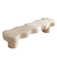Banc multifonctionnel en bois de style américain, tendance et minimaliste, avec dossier ondulé, servant de lit d'appoint, armoire, canapé, banc à chaussures et tabouret de maison.