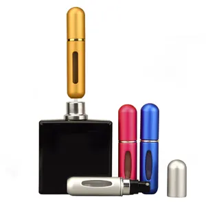 热卖便携式迷你旅行5毫升8毫升香水瓶铝雾化器空彩色可再填充微型香水喷雾瓶