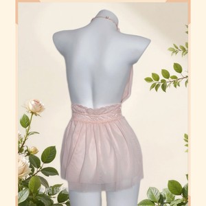 Chemise de nuit en mousseline de soie à col halter avec ceinture en dentelle, vêtements de nuit pour femmes 8118 - Product Image 2