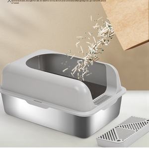 <span class=keywords><strong>Bac</strong></span> <span class=keywords><strong>à</strong></span> litière pour chat Chongai en acier inoxydable et <span class=keywords><strong>plastique</strong></span>, écologique, avec un design anti-déversement, 60x40x40cm, grande capacité, facile <span class=keywords><strong>à</strong></span> nettoyer - Product Image 4