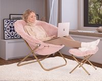 Nordique moderne confortable chaise repose-pieds pouf baril canapé chaise fausse fourrure grande taille rose loisirs Accent chaise pour chambre