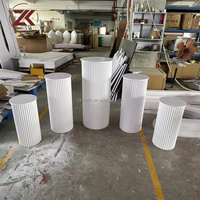 ZKAI Socle cylindrique élégant en PVC blanc personnalisé pour présentation de gâteaux et desserts pour événements de mariage