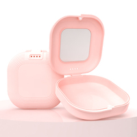 Boîte de rangement Sinicline pour appareil dentaire avec miroir et ventilation, pour prothèses dentaires et gouttières de rétention, sans miroir, avec outil de retrait de supports dentaires et gouttières, et gomme de mastication