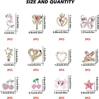 24pcs Aksesoris Kuku 3D Bentuk Hati Bintang Pita Gaya Y2K, Resin Lucu, Plastik Kristal, DIY Musim Panas, Kartun, Bahan Paduan Logam