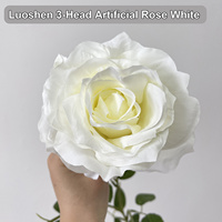 Lot de 3 têtes de roses artificielles en soie, branche de rose artificielle aspect soie pour vase et arrangement floral à la maison