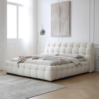 Mobilier de chambre à coucher de qualité supérieure, cadre en bois, lit king size rembourré en velours italien fantaisie