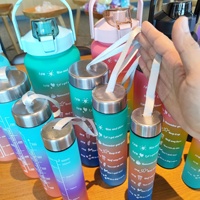 Kit de gourdes en plastique dégradé 2000ml 900ml 600ml 300ml ensemble de gourdes de motivation 4 en 1 vente en gros