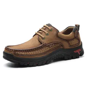 Chaussures de bureau en cuir véritable pour hommes confortables faites à la main italiennes chaussures décontractées à lacets