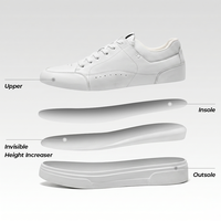 Chaussures décontractées pour hommes en gros d'usine, avec doublure en maille et tige en cuir de vachette, chaussures décontractées rehaussantes de 7 cm personnalisables