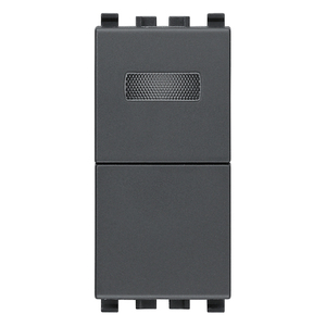 <b>Push</b> Button Switch 1P 10A Grey With White Indicator <b>Light</b> 4.1x2.8x5.3cm - Product Image 1