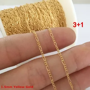 Sıcak satış altın dolgulu 3 + 1 figaro zinciri 1.5mm 2.4mm için bilezik kolye kadınlar takı yapımı