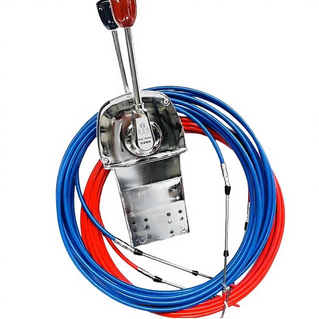 New Little Marine Inboard Gasoline 2 Stroke Engine Throttle Control Lever with Cables for Yacht Replacement