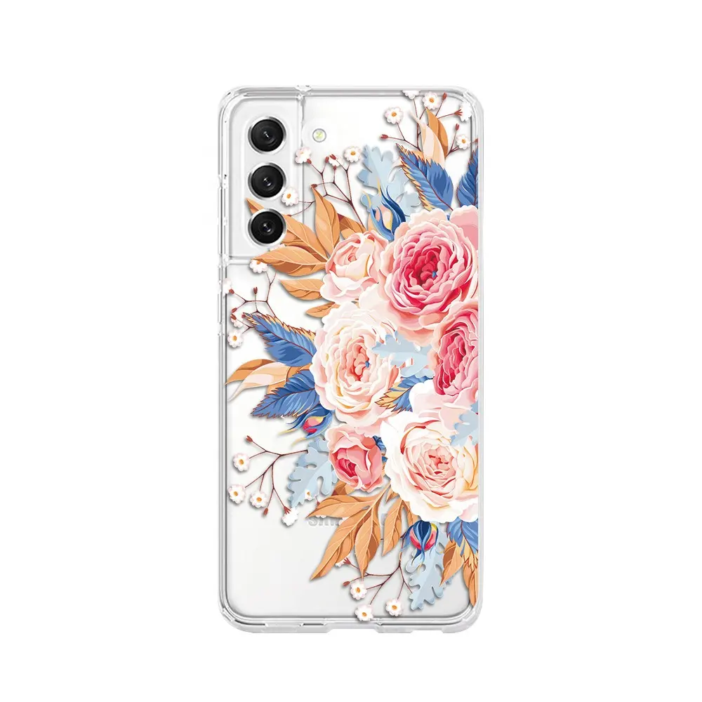 UV printing customized new print designer phone case for Samsung Galaxy s23 ultra 5g phone case flowers clear