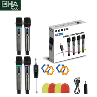 Microphone sans fil portable BHA MG04 2.4G avec effet RVB, chargeur, batterie au lithium, portée de 50 mètres, prix de gros usine, OEM
