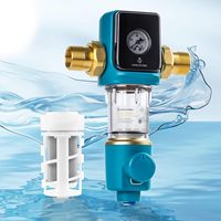 Prefiltro de Agua de Acero Inoxidable con Sifón Automático y Retrolavado, Filtro de Sedimentos para Toda la Casa con Manómetro, para Agua Doméstica