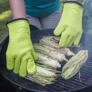 Guantes de Silicona Resistentes al Calor para Barbacoa, Estilo Punteado, Guantes Largos Impermeables para Horno de Cocina con Capa Interior de Algodón para Barbacoa - Product Image 6