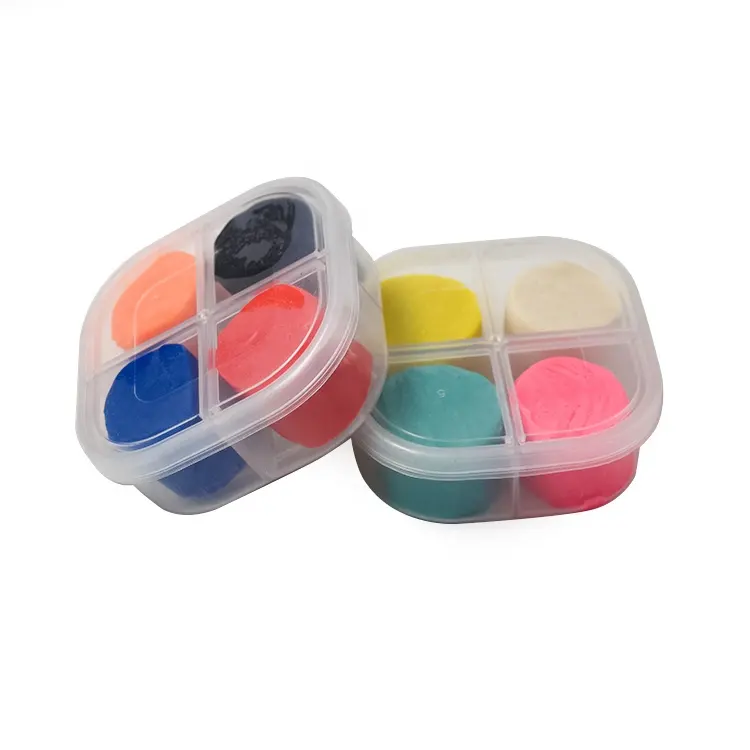 Factory wholesale play dough Children's DIY educational soft toys 1 oz 4 color Cross small square plastic box packing