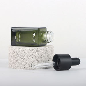 <span class=keywords><strong>5ml</strong></span> 10ml 15ml 30ml estilo simples quadrado forma verde vidro óleo essencial conta-gotas garrafas com anel preto e cabeça de borracha preta - Product Image 3