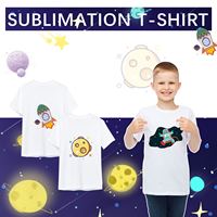 T-shirt blanc uni pour garçons, 100% polyester effet coton, impression par sublimation, logo personnalisé