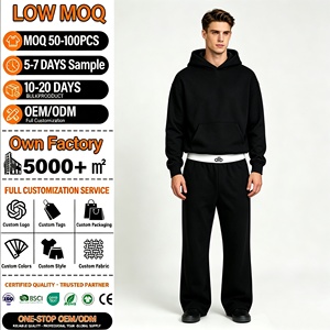 Pantalon de jogging pour homme grande taille, taille mi-haute, cordon de serrage, coupe décontractée ample, 100% coton, pour l'automne, gris, noir, marine, 500 g/m² - Product Image 1
