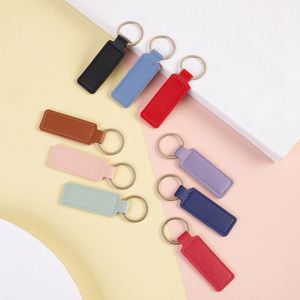 Modern Minimalist PU Leather Keychain Double-sided <b>Car</b> Line Printable logo Simple Pendant Men's Women's <b>Car</b> <b>Key</b> <b>Ring</b> - Product Image 5