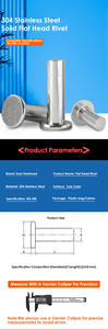 Remaches de cabeza plana sólida de acero inoxidable 304 al por mayor pasadores de posicionamiento de cabeza redonda Tipo de accionamiento remaches de cabeza redonda plana M2 M3 - Product Image 6