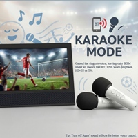 Mesin Karaoke 14" 2 Mikrofon Nirkabel Layar 1366x768 HD Suara Pro untuk Berkemah Piknik Menonton TV