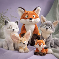 Peluche de renard multi-variétés de créateur, Fennec gris arctique, animaux de la forêt doux, espèces variées