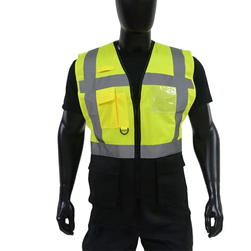 High visibility motorcycle custom logo traffic safety reflective vest black