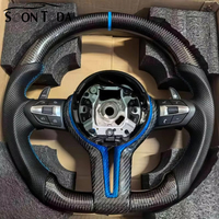 Volant de voiture en cuir perforé avec fibre de carbone, modèle sport Blue Stitch, pour BMW 2019 2016 2017 M440i F10 F30 F80 540i
