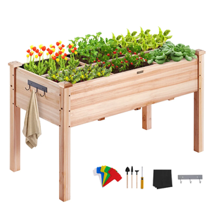 Bac à jardin surélevé en bois avec pieds, grand bac à plantes renforcé pour légumes, fleurs, herbes, extérieur - Product Image 1