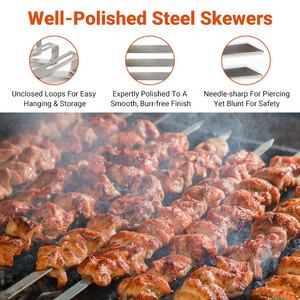 14 pouces en acier inoxydable 4 pièces Camping Portable charbon de bois extérieur Rack <span class=keywords><strong>Set</strong></span> BBQ Griller Kebab Brochettes - Product Image 4