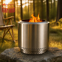 Brasero sans fumée en acier inoxydable, poêle à bois portable, foyer extérieur pour camping, jardin et terrasse