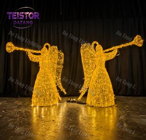 Grand ange de Noël LED avec motif trompette lumineux pour l'aménagement paysager des parcs et des fêtes - Product Image 2