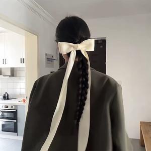 Pince <span class=keywords><strong>à</strong></span> cheveux Big Cream Bow de style français avec queue de ruban Couvre-chef doux et élégant pour les filles - Product Image 2