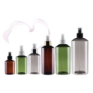 Plastic PET Tea Green /Amber/Semi-black Color Spray Bottle 50ml 100ml 150ml 200ml 300ml 500ml w/ Sprayer