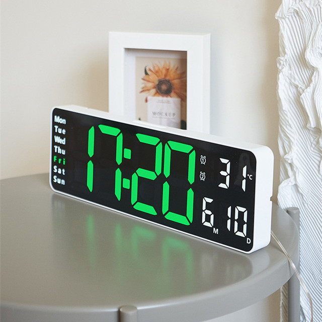 Extra Large Digital Wall Clock with LED Display with Date Temperature Timer for Living Room Bedroom Gift for Seniors