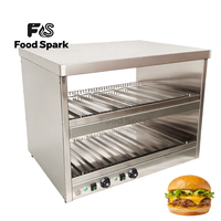 Promotion Vitrine Chauffante Électrique pour Hamburgers, 2 Niveaux, Conception à Goulotte, en Acier Inoxydable, pour la Présentation et le Maintien au Chaud de Pains et de Galettes