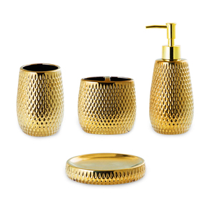 Regalo 4 piezas moderno oro cerámica baño accesorio chapado gres baño conjunto con logotipo personalizado - Product Image 6