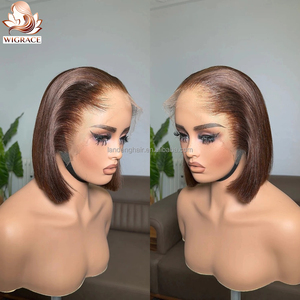 วิกผมบ๊อบสั้นทรง M สีน้ำตาล แบบไร้รอยต่อ ผมเวอร์จินแท้เวียดนาม เรมี่  13x4  แบบไม่ต้องใช้กาว  พร้อมเชือกผูกผมด้านหน้าแบบ HD  ทรงตรงธรรมชาติ - Product Image 2