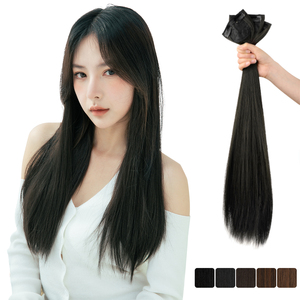 Extensiones de Cabello Sintético Invisibles de 3 Piezas, Rectas, al Por Mayor, Extensiones de Cabello con Clip para Mujer - Product Image 1