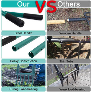 Fourche à creuser verte JH-Mech 5 dents 20 pouces de large poignée antidérapante en <span class=keywords><strong>acier</strong></span> <span class=keywords><strong>trempé</strong></span> robuste fourche à large jardin <span class=keywords><strong>pour</strong></span> sols - Product Image 3