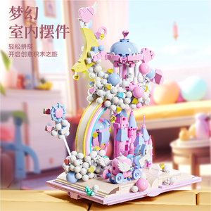 1388PCS Pink Castle in the Sky Dream <strong>House</strong> MOC Puzzle <strong>Bricks</strong> Assembled <strong>Building</strong> Blocks Set Figures Children Toys MJI 13064 - Product Image 3