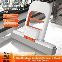 Serpillère de nettoyage domestique de bureau, mini, portable, télescopique, pour usage sec et humide, sans lavage manuel, double usage intérieur, en caoutchouc et coton