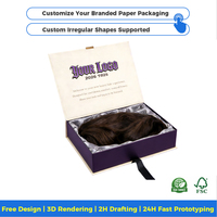 Juego de Empaque para Pelucas Biodegradable e Impermeable, Personalizado, con Esponja, Paquete de Lujo para Marcas de Pelucas
