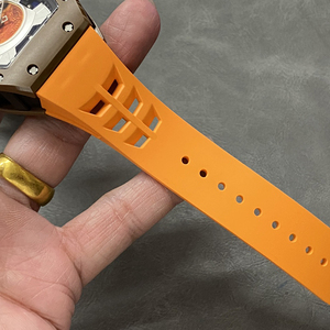 Montre mécanique pour homme Top Rm, forme barillet, bracelet en caoutchouc orange, cadran à thème spatial 3D, boîtier en métal mat, montre de sport de luxe et tendance - Product Image 6